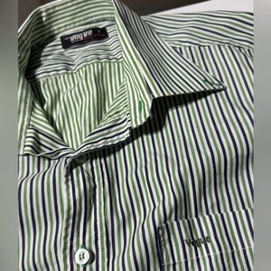 Vogue Men's Shirt with Green and White Stripes